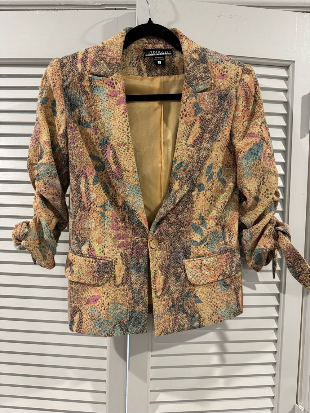 Yellow Floral Notch-Lapel Blazer